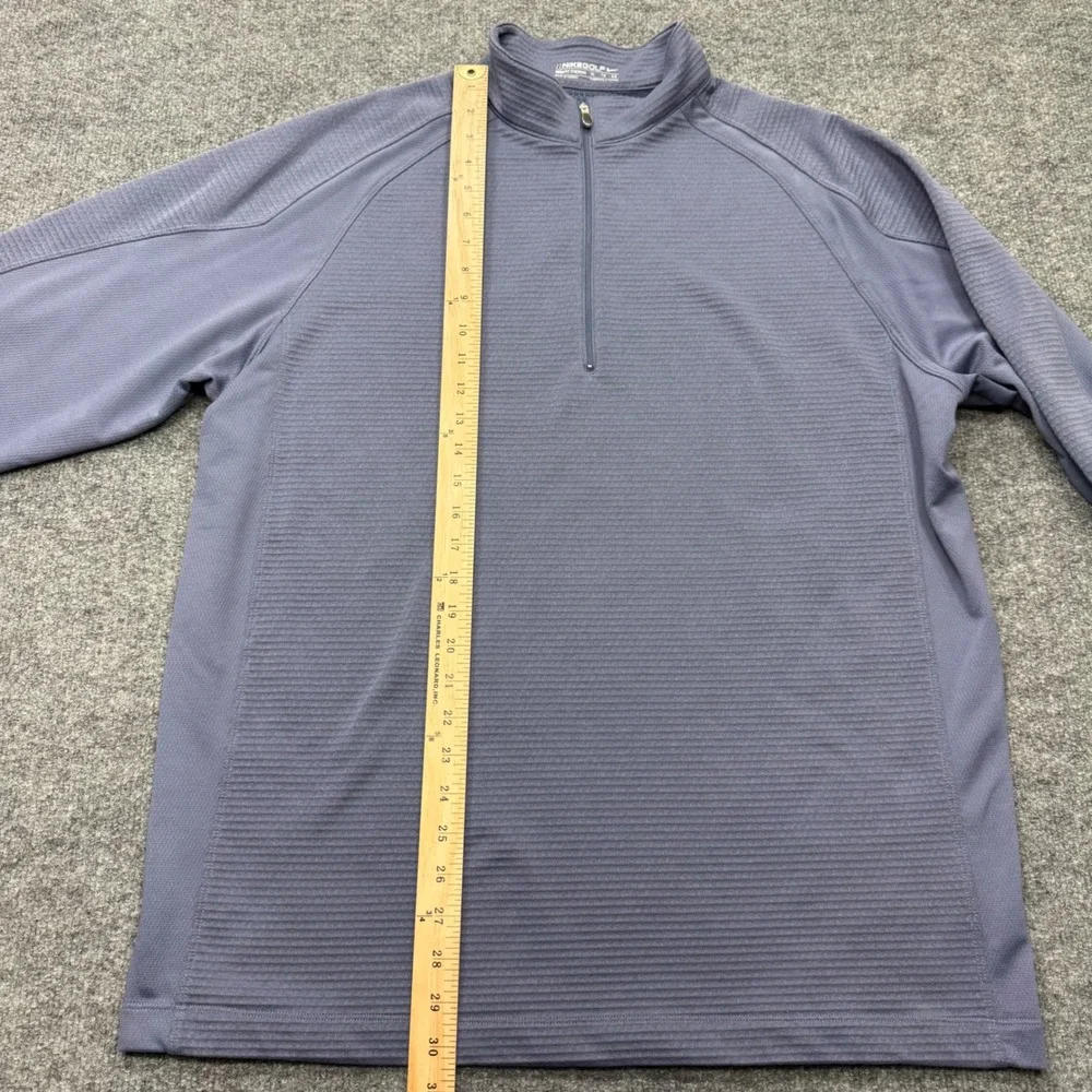 Nike Golf Therma Men XL Quarter Zip Pullover Blue Gray Ribbed Textured Mock Neck
